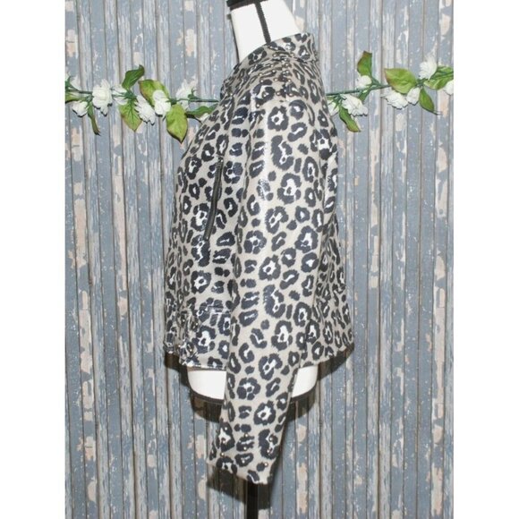 NWT Crazy Train Leopard Print Moto Jacket Size M Zip Up Studded Vegan Leather - Picture 8 of 12
